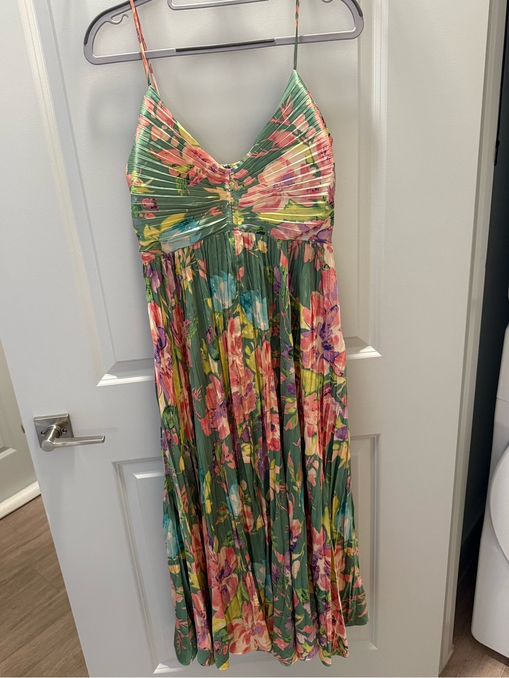 ASTR The Label Maeve Pleated Satin Midi Dress - Picture 2 of 3